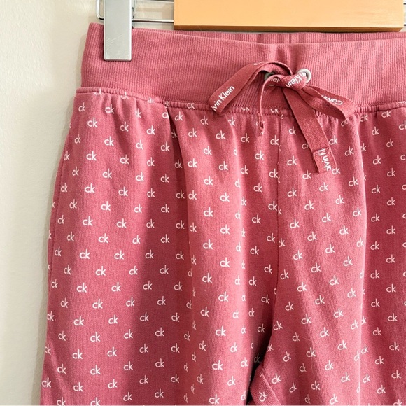 Calvin Klein Pink CK Pattern Cotton Cuffed Joggers - Picture 3 of 16
